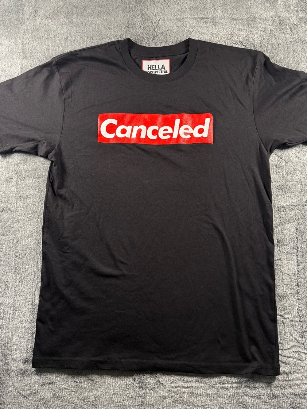 Hella Disrespectful Canceled Box Logo Black T-Shirt Medium